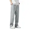 Calça jeans masculina estilo americano, lavagem de rua desgastada, para primavera e outono, corte reto solto, calça longa estilo high street europeu e americano