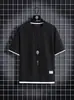Waffled camiseta de manga curta verão homens falsos de duas peças soltas meia manga camiseta gelo seda fina pescoço redondo moda roupas de marca