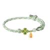 Minuyue Pulsera Tejida a Mano de Plata Esterlina S925 con Jade Hetian Natural y Trébol de Cuatro Hojas de la Suerte para Mujer Nuevo Sentido Chinoiserie de Alta Gama
