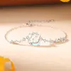 Pulsera Original Conejo de la Luna para Mujer, Estilo Bosque de Plata Pura, Fresca Pulsera de Conejo Linda de Piedra Lunar, Nueva Joyería de Conejo Estilo Chino