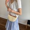 Bolso de Mano de Paja Tejida de Moda con Cadena, Gran Capacidad, Personalidad de Verano 2025, Bolso Cruzado para Hombro