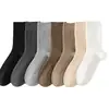 Calcetines de media pantorrilla para hombre, algodón puro, primavera y otoño, de doble aguja, calcetines 100% algodón para hombre, calcetines de algodón al por mayor, para hombre, antiolor, absorción de sudor, calcetines largos