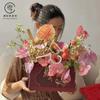 Simulación de Caña de Bambú Dorado Decoración de Bambú Dorado Año Nuevo Avanzado Flor de Año Nuevo Caja de Flores Caja de Regalo Caja Cuadrada Accesorios