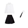 Nueva camisa blanca JK, minifalda femenina, corte ajustado, estilo preppy, top de uniforme con corbata y lazo, camisa versátil