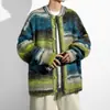 Suéter Cárdigan Teñido Tie-Dye con Bloques de Color Estilo Japonés Otoño 2025 Nuevo Botón Tejido Retro Casual Chaqueta