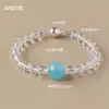 Pulseira de Cristal Branco Natural Pulseira de Contas Redondas de Lápis-lazúli Fecho Magnético de Cristal Corrente para Clavícula Colar de Luxo Leve Nicho Atacado