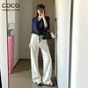 Calça Jeans Casual Branca Fluida para Mulheres Verão 2025 Nova Solta Emagrecimento Petite Perna Larga Comprimento Total