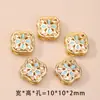 Retenção de Cor Alta Ouro 18K Cloisonné Azul Queimado Pérola de Imitação Nuvem de Fundo Trevo de Quatro Folhas Contas Porosas Contas Espaçadoras Contas Tambor Pulseira DIY