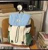 Mochila de Estilo New Forest de Alto Valor Estético en Colores Frescos y Dulces con Bloques de Color, Mochila Ligera con Múltiples Bolsillos para Viajes y Senderismo
