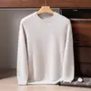Suéter suelto de punto casual de otoño e invierno para negocios, prenda interior cálida de punto, suéter de cachemira pura de cuello redondo para hombre