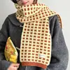 Bufanda Cuadros Galleta Waffle Diseño Original para Mujer Otoño e Invierno Nuevo Estilo Coreano Bufanda Cálida Imitación Cachemira
