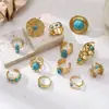 Anillo de Acero Inoxidable Taina Europeo y Americano Acero de Titanio No se Desvanece Turquesa Azul Incrustado Anillo Nicho Gama Alta Venta Caliente Transfronteriza
