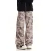 Pantalones Cargo de Paracaidista Rectos Acampanados Camuflaje Vintage Lavado Retro Americano Sueltos Casuales Largos Modernos