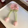 Elástico de Cabelo Princesa Tulipa Estilo Coreano, Scrunchie Floral, Corda de Cabelo Feminina, Tiara, Acessório de Cabelo Atmosférico, Elástico de Cabelo Infantil