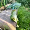 Folha de Lótus Refrescante Sapo de Resina para Lazer Enfeites Jardim Micro Paisagem Layout Paisagismo Decoração de Casa Varanda Pátio