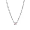 Collar de Diamante Rosa Kaiye para Mujer Estilo Fresco de Ins Diseño de Nicho Estilo Dulce Fresco de Alta Gama Cadena para Clavícula de Doble Capa de Cristal Tendencia