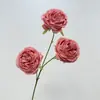 Nuevo Modelo de Rosas al Óleo de 3 Cabezas, Flores Artificiales para Arreglo de Escenas, Decoraciones de Boda, Arreglos Florales de Piso, Decoraciones de Flores Falsas