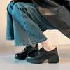 Versión Original de Alta Gama de Mocasines Retro Gruesos Súper Cómodos y Ultrasuaves para Mujer, Zapatos de Cuero con Suela Gruesa y Punta Redonda en Negro
