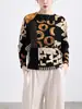 Camiseta de mujer texturizada estilo Miyake, de alta gama, cuello redondo, estampada, holgada, talla grande, manga murciélago, manga larga, jersey