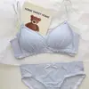 Ropa Interior Francesa Sedosa con Borde de Volantes para Niñas Ligera Transpirable Doble Tirante Sin Varillas Pequeña Recogida de Pecho Conjunto de Sujetador Verano