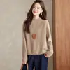 Nuevo Suéter Grueso Suelto de Color Sólido Estilo Coreano Otoño/Invierno 2026 con Cuello Medio Alto para Mujer
