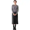 Nueva falda de cachemir para otoño e invierno para mujer, hecha de cachemir puro, con un diseño retro estilo chino, cálida y cómoda, versátil para uso casual y con una abertura.