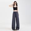 Pantalones Casuales de Pierna Ancha con Puntada de Encaje Naranja Joven para Mujer, Holgados, Adelgazantes, Estilo Perezoso, Versátiles, con Cordón