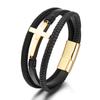 Pulseira de couro trançada à mão com corda, aço titânio e aço inoxidável, estilo étnico, joia para homens, moda europeia e americana da Amazon