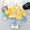 Traje de Pantalón Nuevo de Primavera 2024 Estilo Coreano Otoño Animación de Dibujos Animados Camisa con Cremallera Moda Masculina Dibujos Animados Dinosaurio Ropa para Niños