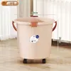 Cubo de Agua de Plástico de Gran Capacidad Xingyou con Ruedas, Cubo Portátil para el Hogar, Hebilla a Prueba de Polvo, Ruedas Silenciosas, Juego de Lavabo