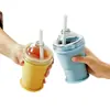 Taza plegable portátil para bolas de hielo, molde creativo de silicona de grado alimenticio para taza de hielo con popote integrado, conveniente para salidas de verano