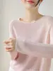 Ropa Especial Zhengqi/ Top de punto sin costuras fino estilo casual rosa para mujer, cubrepiernas de manga larga para protección solar de verano
