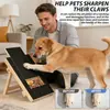 Tabla rascadora de madera para mascotas con comedero, tabla rascadora para perros, tabla rascadora de uñas retráctil, accesorios para mascotas, tabla rascadora para gatos