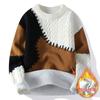 Nova geração de suéter de malha com gola redonda para outono e inverno, quente, acolchoado, forrado com fleece, ajuste casual para casais, masculino e feminino