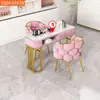 Juego de Mesa y Silla para Salón de Uñas, Oferta Especial, Estilo Económico, Para Una/Dos Personas, Lujo Ligero, Multifuncional, Estación de Uñas Moderna Estilo Ins, Estilo Crema