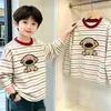 Camiseta base de rayas para niño, de algodón puro, manga larga, estilo nuevo para primavera y otoño