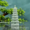 Pabellón de Estilo Antiguo, Puente de la Torre, Paisaje en Miniatura, Agua Corriente, Bonsái, Jardinería, Paisaje de Flores, Decoración Miniatura, Muebles de Arenisca Verde