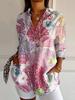 Nova Camisa Longa Feminina 2024 Camisa Longa de Verão Feminina Tendência Europeia e Americana Manga Longa Estampa Floral Camisa 3D