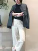 Não importa como você combine, fica emagrecedor~ Adequado para todas as meninas! Jeans casual de cintura alta, modelador, com elasticidade em quatro direções e perna reta