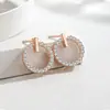 Brincos Pequenos de Círculo com Pino de Prata 925 Estilo Coreano para Mulheres, Brincos Redondos com Pingente de Zircônia Microincrustada Estilo Coreano Dongdaemun