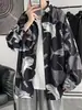 Camisa marca trendy ins masculina outono solta casual estampada manga longa estilo Hong Kong estilo japonês casaco moderno versátil moderno