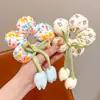 [Crianças] Tiara de Flor Tulipa de Primavera Doce e Fofa Acessório de Cabelo Tridimensional Meninas Tiara com Bolas Acolchoadas de Algodão