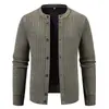 Cárdigan de Punto para Hombre con Cuello Alto a Cuadros Botones Chaqueta de Punto Color Sólido Tallas Grandes Múltiples Colores Comercio Exterior Mayoreo