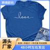 2023 nueva camiseta de mujer de manga corta con cuello redondo y estampado divertido de cartas de amor de comercio exterior