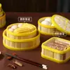Casa de Té con Borde de Plástico Cuadrado Bambú Vaporera Bambú Vaporera Comercial Doméstica Borde de Plástico Pequeño Vaporera para Panecillos al Vapor Rejilla para Vaporera Vaporera