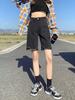 Shorts de Mezclilla con Agujeros Verano Estilo Americano Retro Tendencia Marca Pantalones Rotos Bordes Esmerilados Negros