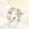 Anillo de pareja para hombre y mujer, anillo de diamantes con imitación de moissanita y apertura de corona, anillo de bodas sencillo de moda para hombre, venta al por mayor transfronteriza en Europa y América.