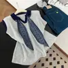 Blusa de Tricô Macio sem Mangas com Gola Polo e Estampa Color Block em Seda Estilo Coreano para Mulheres, Design de Verão, Fashion, Rejuvenescedor, Versátil