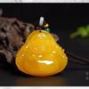 Colgante de Gota de Agua de Cera de Abeja Amarilla, Collar de Cuerda Trenzada de Jade, Colgante de Paz y Seguridad, Cadena para Suéter, Colgante Unisex de Buda Maitreya