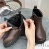 Botas de Couro Moda Coreana para Meninas 2024 Primavera e Outono Botas Martin para Meninos Botas de Cano Curto de Couro Versáteis da Moda para Crianças Maiores